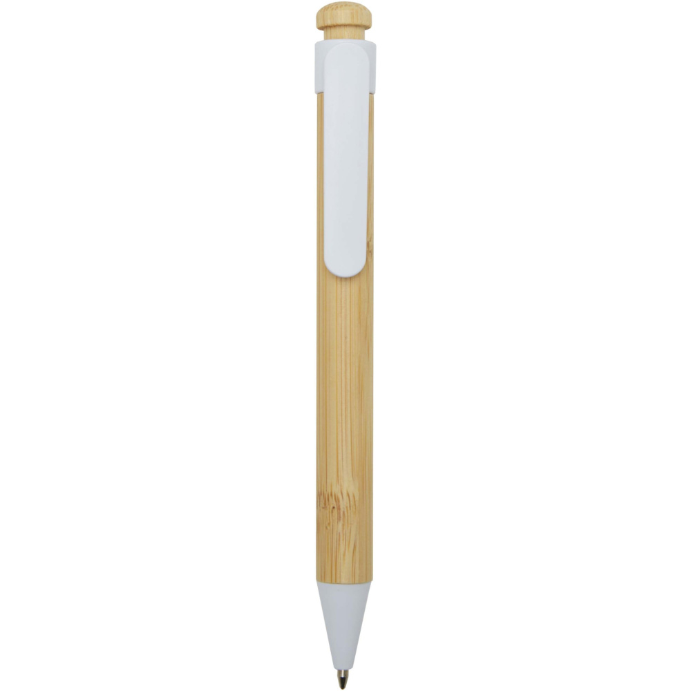 Logo trade promotional item photo of: Rattan bamboo and recycled plastic ballpoint pen (black ink)
