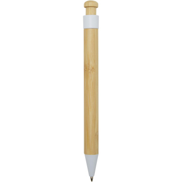 Logo trade promotional giveaway photo of: Rattan bamboo and recycled plastic ballpoint pen (black ink)
