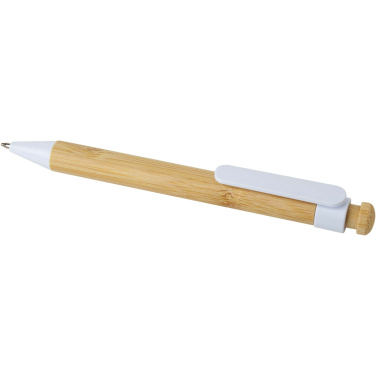 Logo trade promotional products image of: Rattan bamboo and recycled plastic ballpoint pen (black ink)