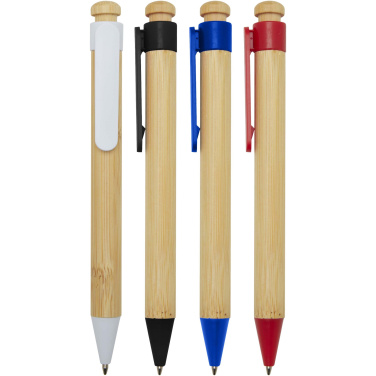 Logo trade corporate gifts image of: Rattan bamboo and recycled plastic ballpoint pen (black ink)