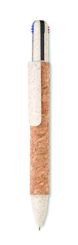Logo trade promotional merchandise image of: Cork 4-colour ink ball pen