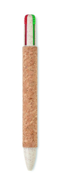 Logo trade business gifts image of: Cork 4-colour ink ball pen
