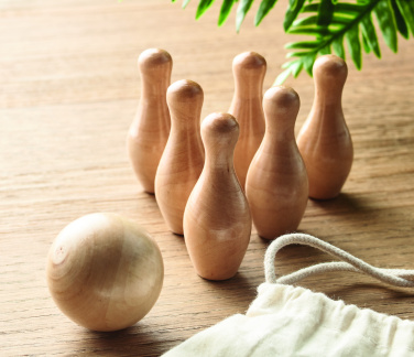 Logo trade business gifts image of: Mini pine wood bowling set