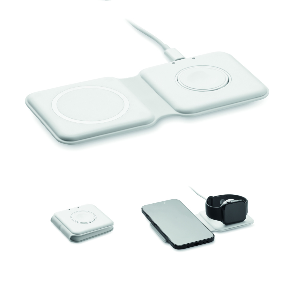 Logo trade business gift photo of: 2 in 1 foldable charger 15W