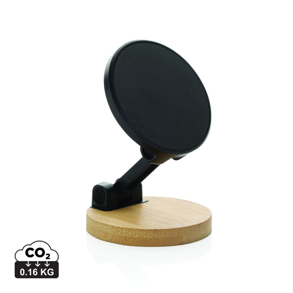 Logo trade promotional giveaways picture of: Magmount RCS recycled plastic and bamboo phone stand