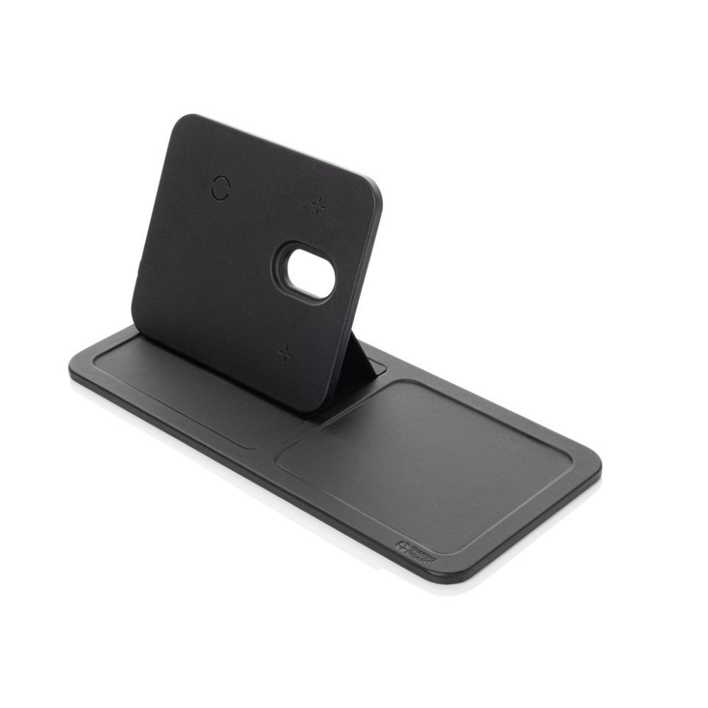Logo trade promotional products picture of: Swiss Peak 3 in 1 RCS recycled PU wireless charger desk tray