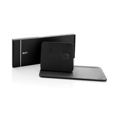 Logotrade promotional products photo of: Swiss Peak 3 in 1 RCS recycled PU wireless charger desk tray