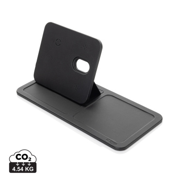 Logo trade corporate gifts picture of: Swiss Peak 3 in 1 RCS recycled PU wireless charger desk tray