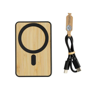Logo trade promotional giveaways picture of: Zen RCS rplastic 5000 mah 5W magnetic bamboo powerbank