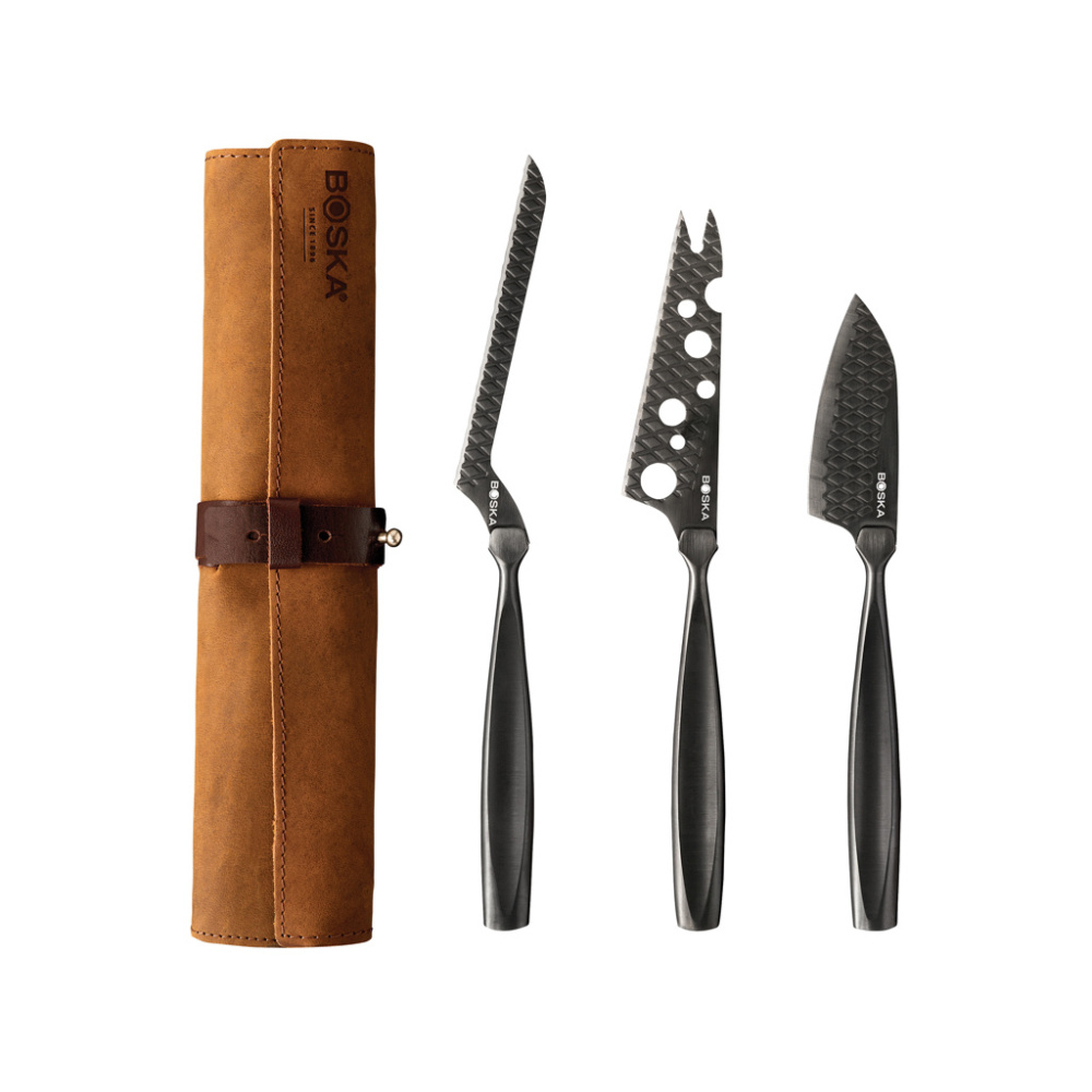 Logo trade promotional merchandise picture of: BOSKA Cheese Knife Set Monaco+ Black