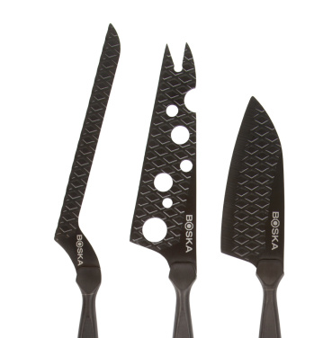 Logo trade promotional giveaways image of: BOSKA Cheese Knife Set Monaco+ Black