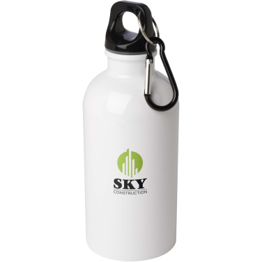 Logo trade promotional merchandise picture of: Oregon 400 ml RCS certified single wall stainless steel water bottle with carabiner