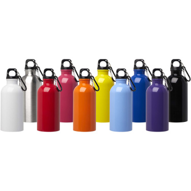 Logo trade promotional giveaway photo of: Oregon 400 ml RCS certified single wall stainless steel water bottle with carabiner