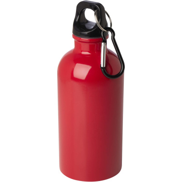 Logotrade promotional gift image of: Oregon 400 ml RCS certified single wall stainless steel water bottle with carabiner