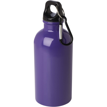 Logo trade corporate gifts image of: Oregon 400 ml RCS certified single wall stainless steel water bottle with carabiner