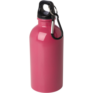 Logo trade promotional products image of: Oregon 400 ml RCS certified single wall stainless steel water bottle with carabiner