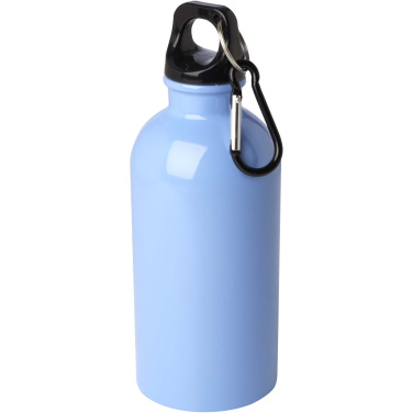 Logotrade promotional product image of: Oregon 400 ml RCS certified single wall stainless steel water bottle with carabiner