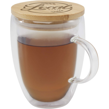 Logo trade promotional giveaway photo of: Leona 350 ml glass cup with bamboo lid