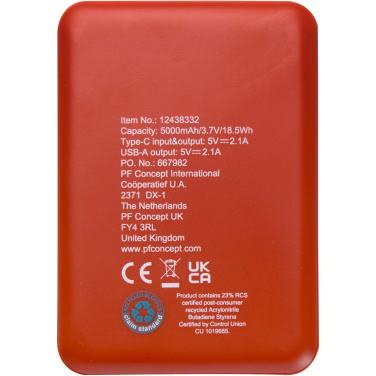 Logo trade corporate gifts picture of: Asama 5000 mAh Type-C recycled plastic power bank