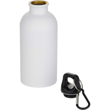 Logo trade promotional items picture of: Oregon 400 ml matte RCS recycled single wall stainless steel water bottle with carabiner
