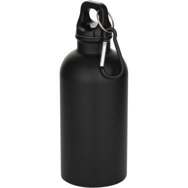 Logo trade promotional giveaway photo of: Oregon 400 ml matte RCS recycled single wall stainless steel water bottle with carabiner