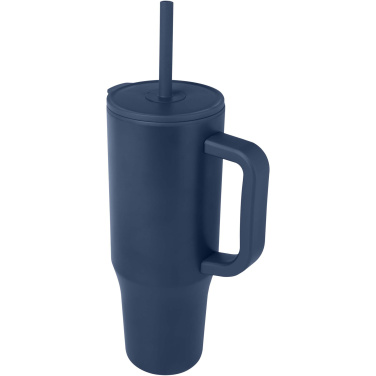 Logo trade promotional merchandise image of: Brady 900 ml RCS certified insulated tumbler with silicone straw