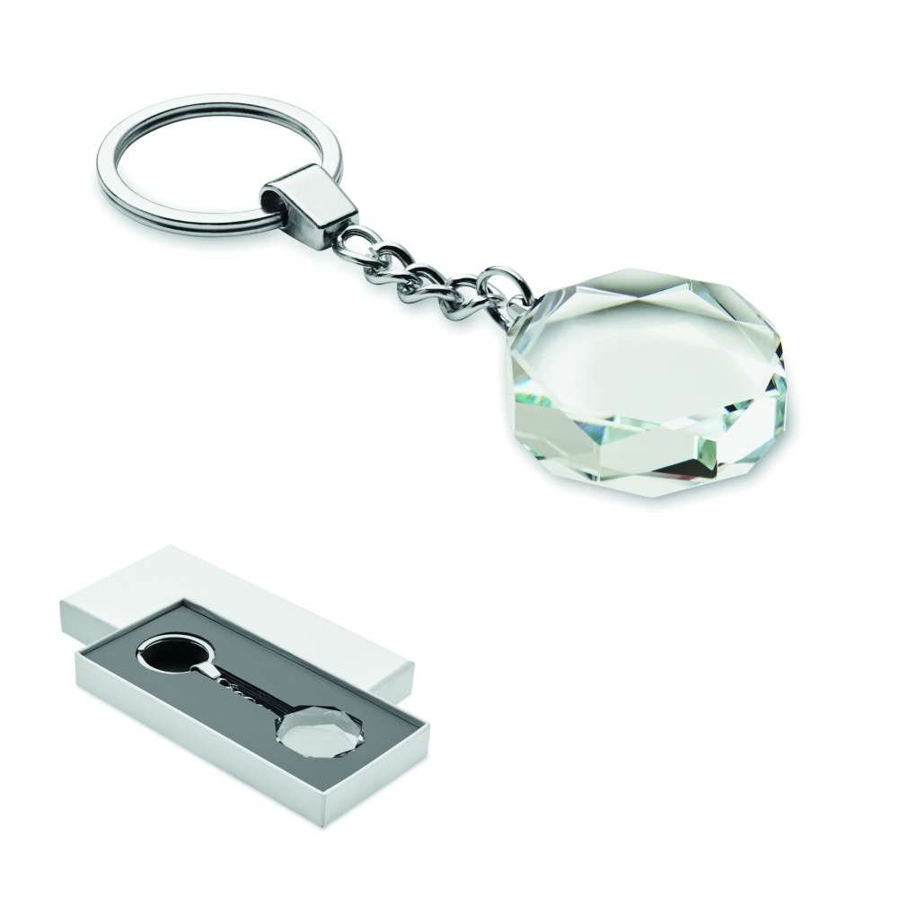 Logo trade business gift photo of: Glass round award key ring
