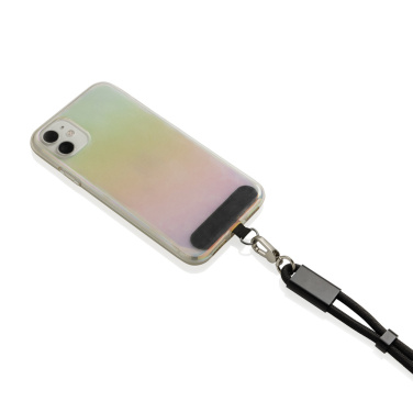 Logo trade corporate gifts picture of: LoopAmp RCS RPET adjustable phone wrist strap 60W cable