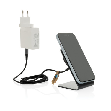 Logotrade promotional items photo of: Terra aluminium 15W magnetic wireless charging phone stand