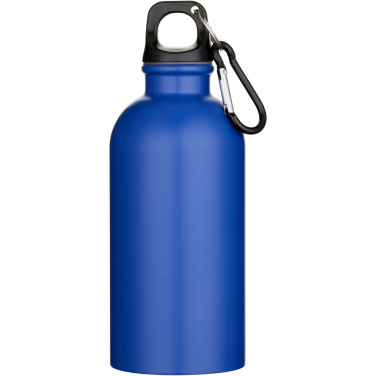 Logo trade advertising product photo of: Oregon 400 ml matte RCS recycled single wall stainless steel water bottle with carabiner