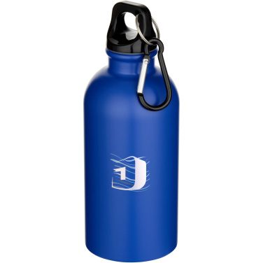 Logo trade promotional gifts image of: Oregon 400 ml matte RCS recycled single wall stainless steel water bottle with carabiner