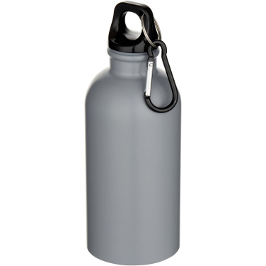 Logo trade promotional gifts image of: Oregon 400 ml matte RCS recycled single wall stainless steel water bottle with carabiner