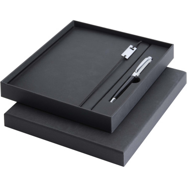 Logo trade promotional products image of: Legato Elegance A5 hard cover notebook and rollerball pen set