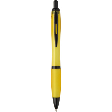 Logo trade promotional items image of: Nash recycled plastic ballpoint pen with black trims (black ink)