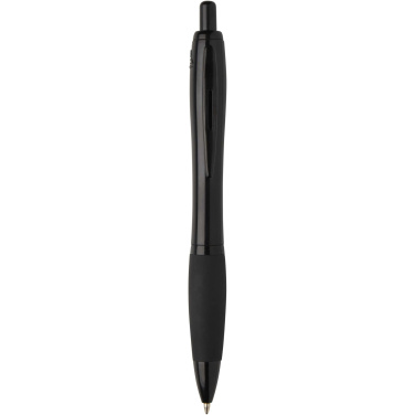 Logo trade promotional giveaway photo of: Nash recycled plastic ballpoint pen with black trims (black ink)