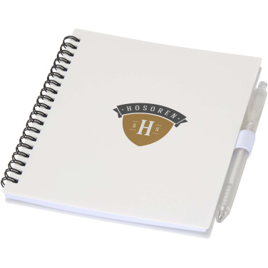 Logo trade corporate gifts picture of: Niove recycled plastic soft cover notebook and ballpoint pen set (blue ink)