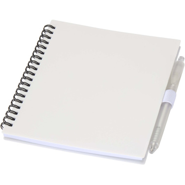 Logo trade advertising product photo of: Niove recycled plastic soft cover notebook and ballpoint pen set (blue ink)