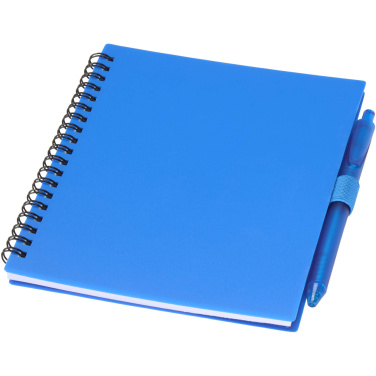 Logotrade corporate gift image of: Niove recycled plastic soft cover notebook and ballpoint pen set (blue ink)