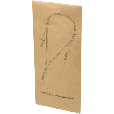 Logotrade business gift image of: Funi recycled plastic smartphone lanyard with built-in data sync and 100W fast charge 5-in-1 cable