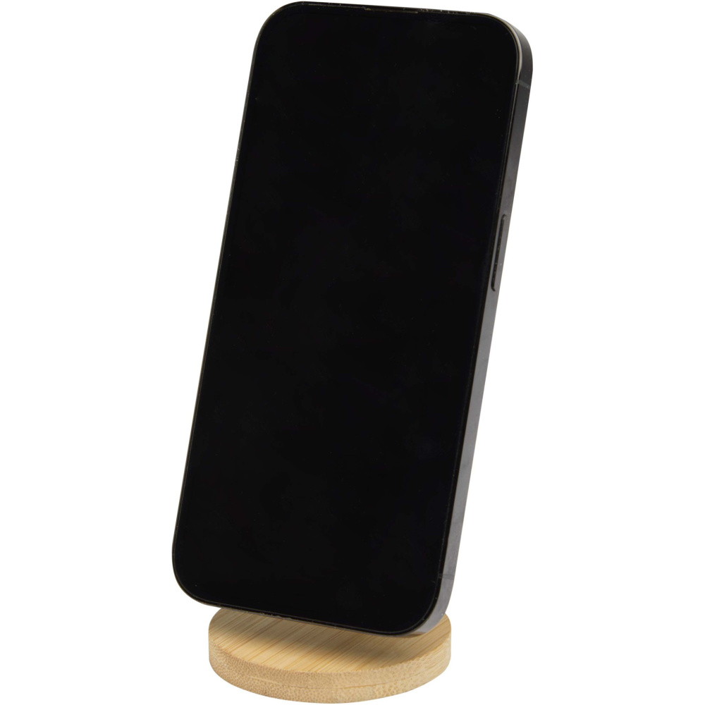 Logotrade business gift image of: Alcor recycled plastic foldeable magnetic phone stand with bamboo details