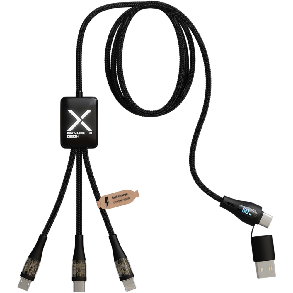 Logotrade promotional gift picture of: SCX.design C51 60W 5-in-1 rPET fast charging cable with display