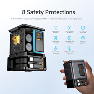 Logotrade promotional gift picture of: Urban Vitamin Sacramento 105W GAN charger+retractable cables