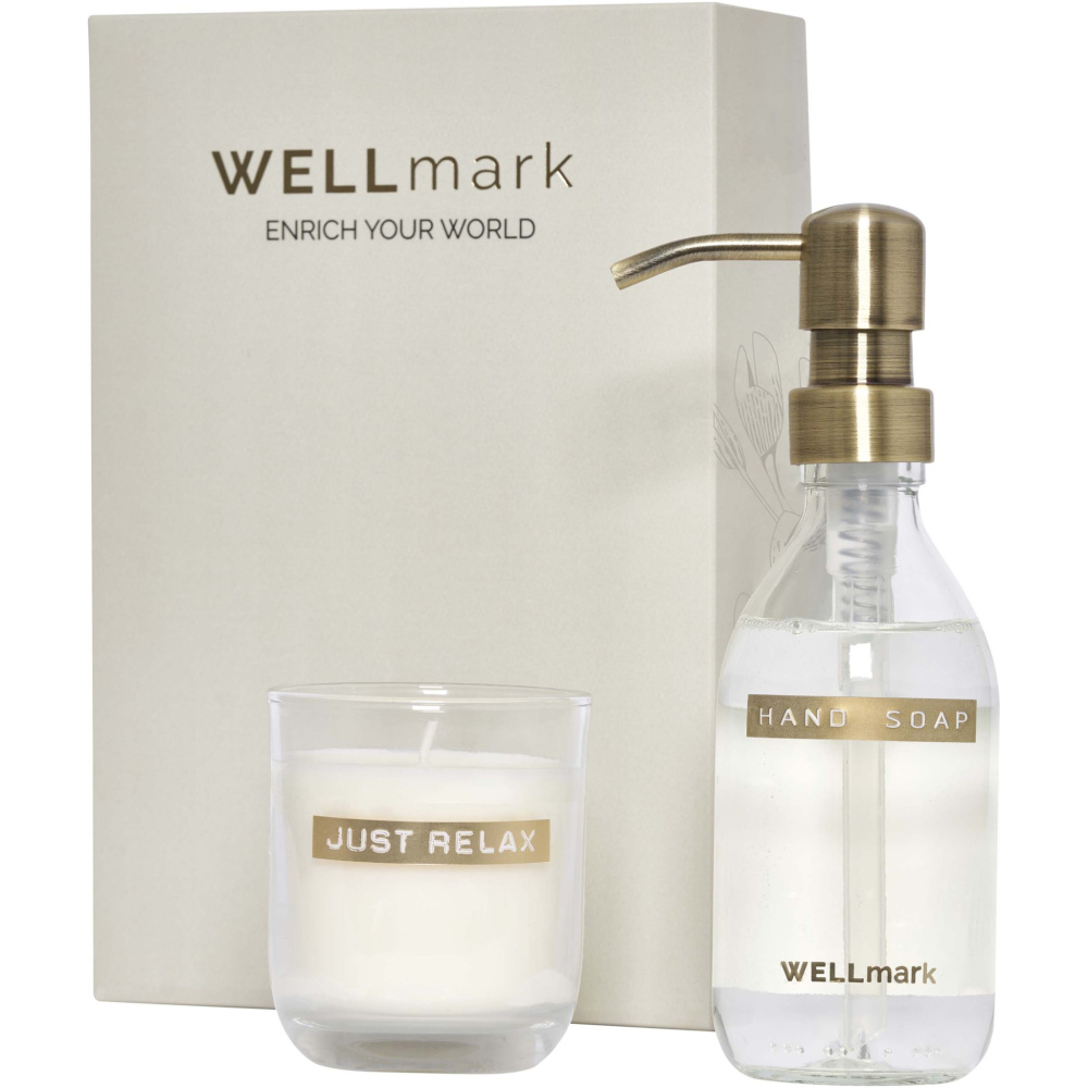 Logotrade promotional gift image of: Wellmark Discovery 250 ml hand soap dispenser and 150 g scented candle set