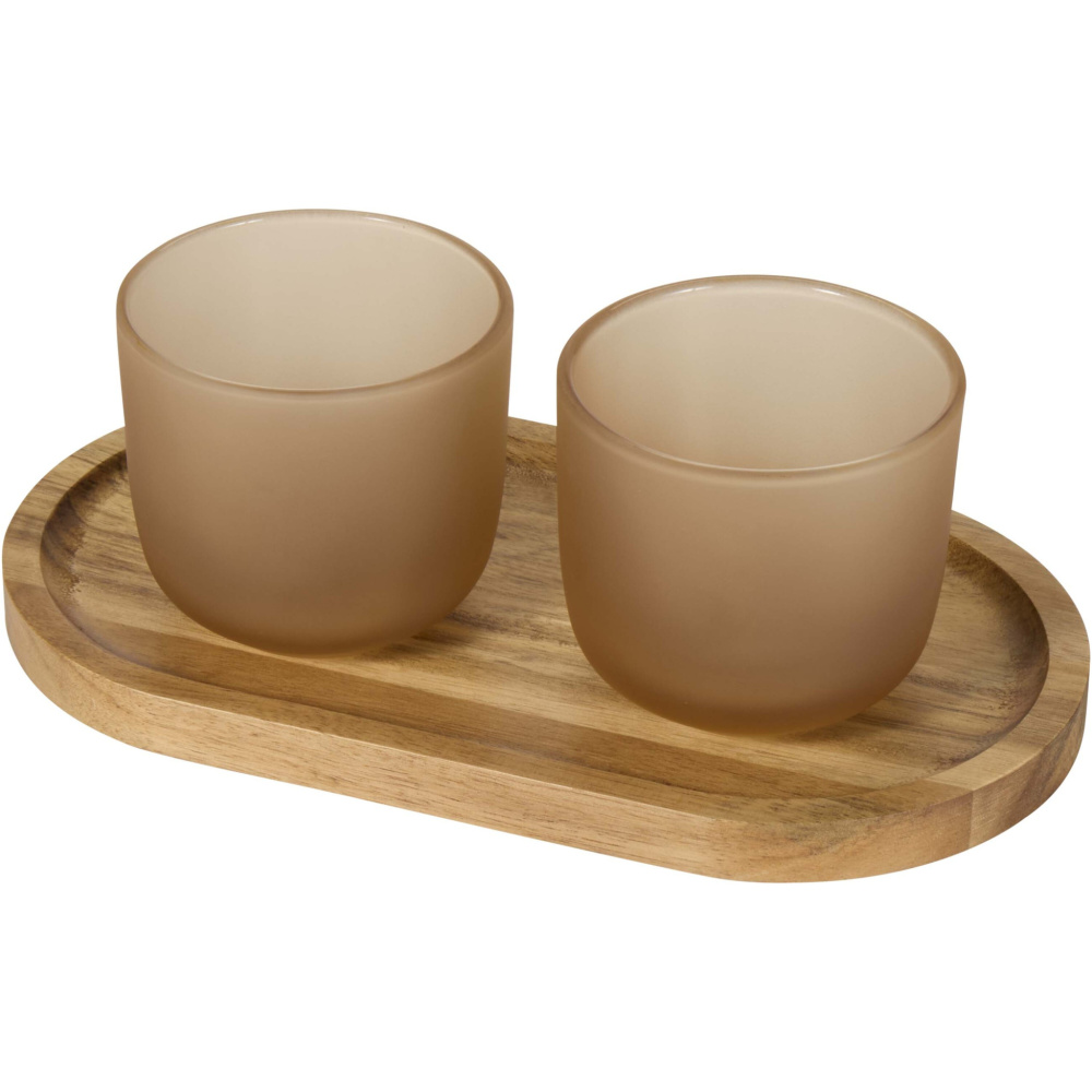 Logo trade promotional items image of: Male wooden serving tray and glass cups set