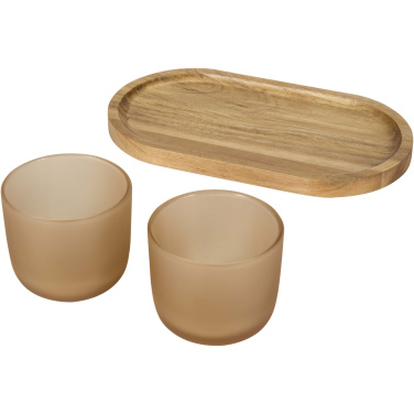 Logo trade promotional items picture of: Male wooden serving tray and glass cups set