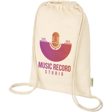 Logo trade promotional merchandise photo of: Odisha 100 g/m² OCS organic drawstring bag 5L