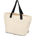 Sierra 140 g/m² GRS recycled foldable cotton tote bag 7L, Natural / Black