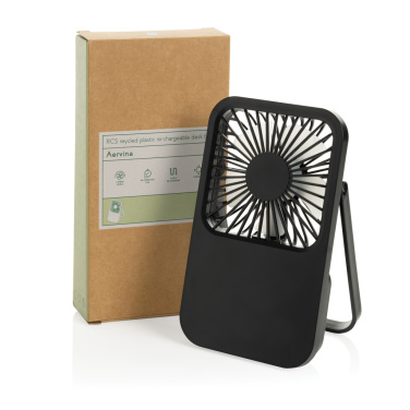 Logo trade promotional giveaways picture of: Aervina RCS recycled plastic re-chargeable desk fan