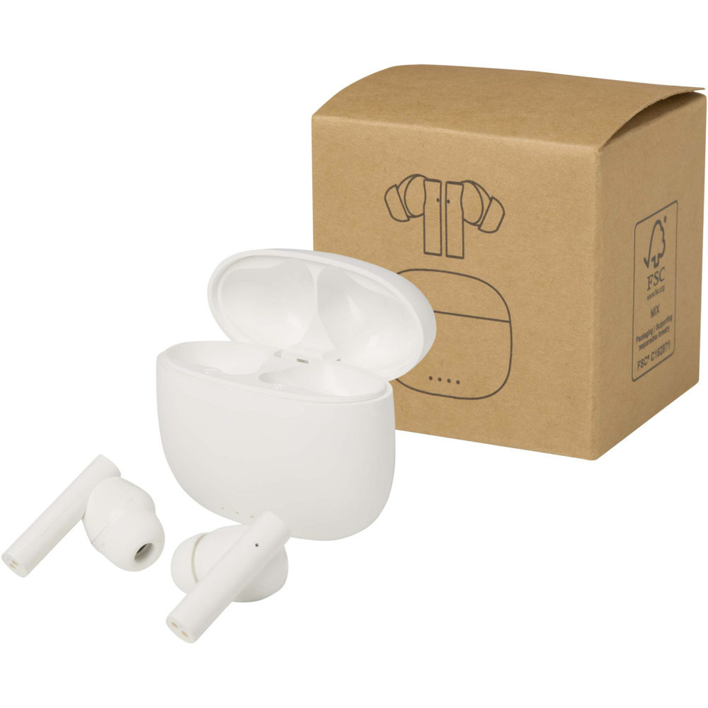 Logo trade corporate gifts picture of: Alterf recycled plastic True Wireless Bluetooth® headset with silicone eartips