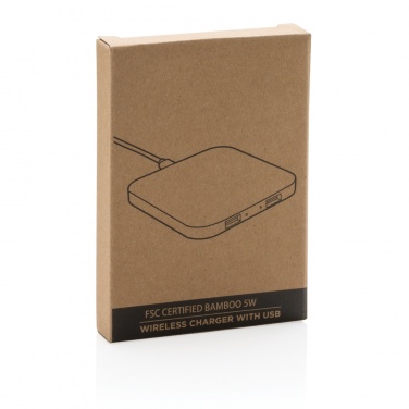 Logotrade reklaamkingi foto: Bambusest 5W juhtmevaba laadija USB-ga